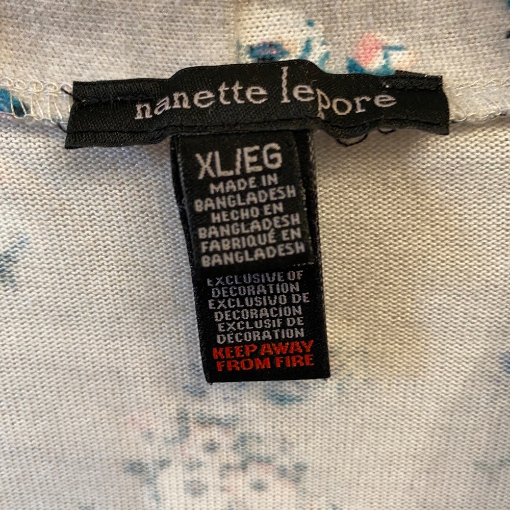 Nanette Lepore Wrap Gray Knit Style Floral Robe - Picture 2 of 4